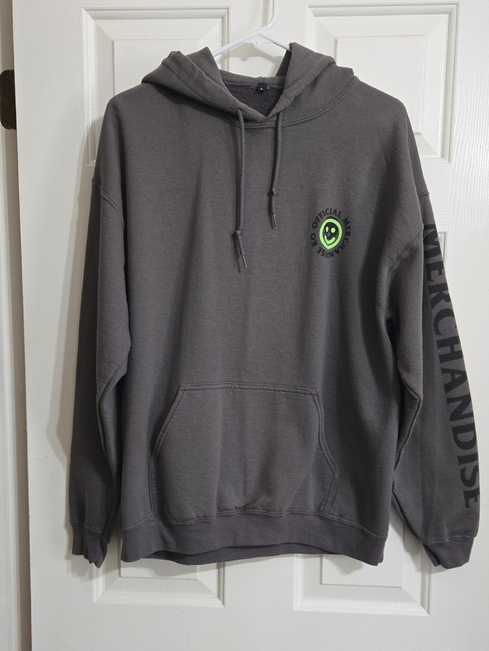 Charcoal Gray Hoodie with Neon Green Smile Logo
